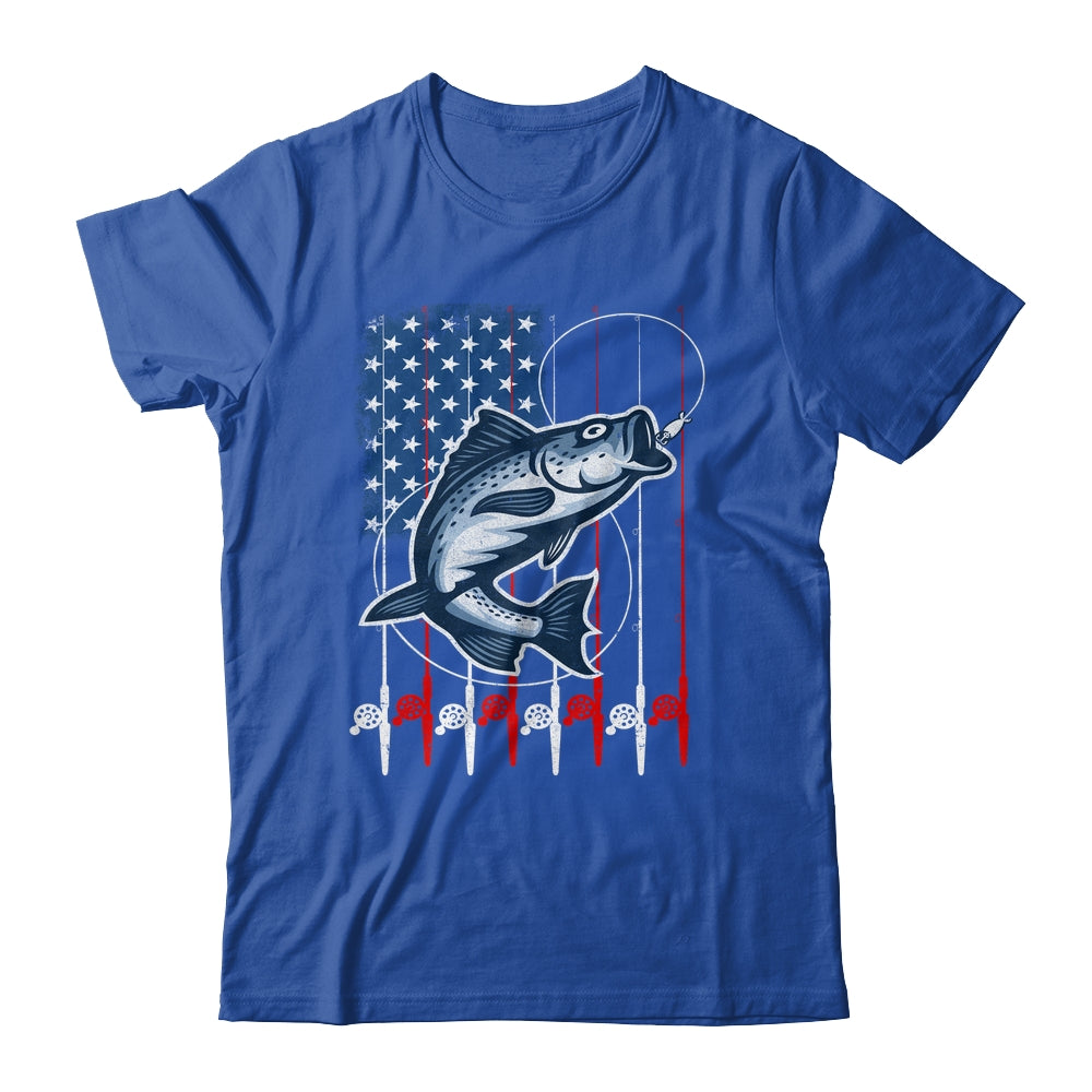 Fishing American Flag Vintage USA Bass Fisherman Shirt & Hoodie | siriusteestore