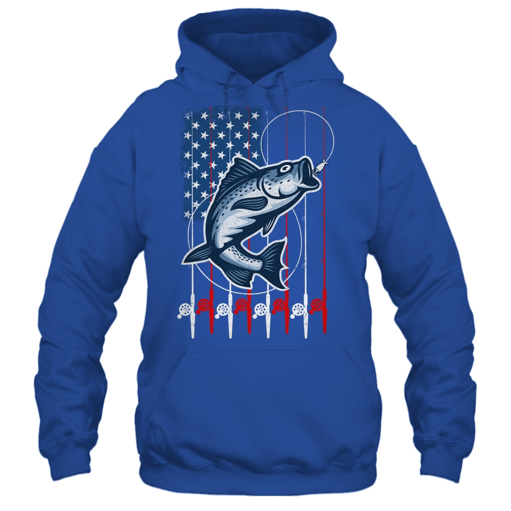 Fishing American Flag Vintage USA Bass Fisherman Shirt & Hoodie | siriusteestore