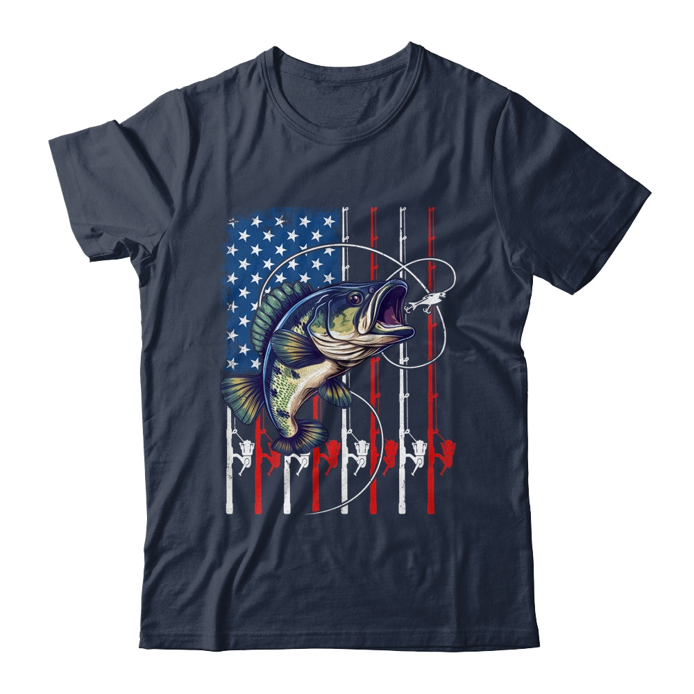 Fishing Art For Men Women American Flag USA Fishing Lover Shirt & Hoodie | siriusteestore