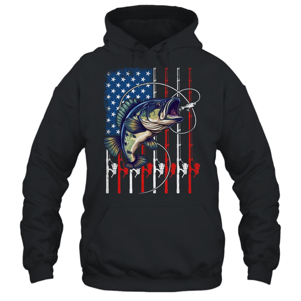 Fishing Art For Men Women American Flag USA Fishing Lover Shirt