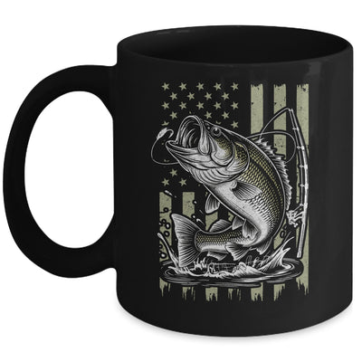 Fishing Camo Bass Fish American Flag Boy Men Fisherman Mug | siriusteestore