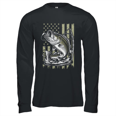 Fishing Camo Bass Fish American Flag Boy Men Fisherman Shirt & Hoodie | siriusteestore