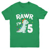 Five Rawr I'm 5 Years Old T Rex Dinosaur 5th Birthday Boys Youth Shirt | siriusteestore