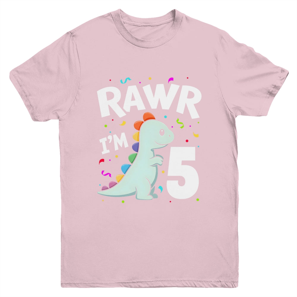 Five Rawr I'm 5 Years Old T Rex Dinosaur 5th Birthday Boys Youth Shirt | siriusteestore