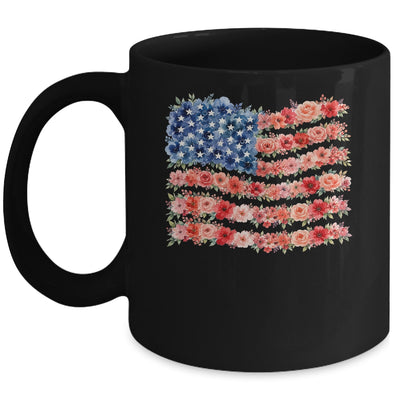 Floral American Flag Flowers Wildflowers 4Th Of July Mug | siriusteestore