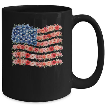 Floral American Flag Flowers Wildflowers 4Th Of July Mug | siriusteestore
