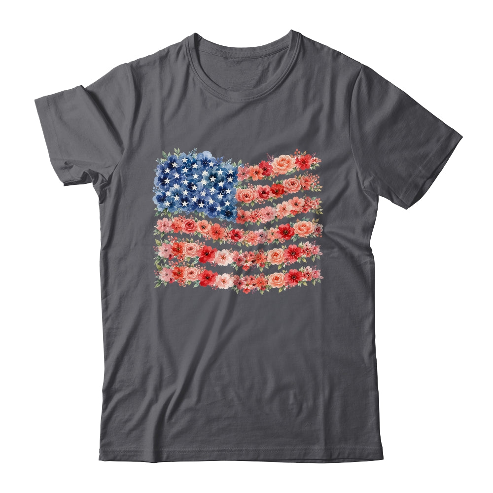 Floral American Flag Flowers Wildflowers 4Th Of July Shirt & Tank Top | siriusteestore