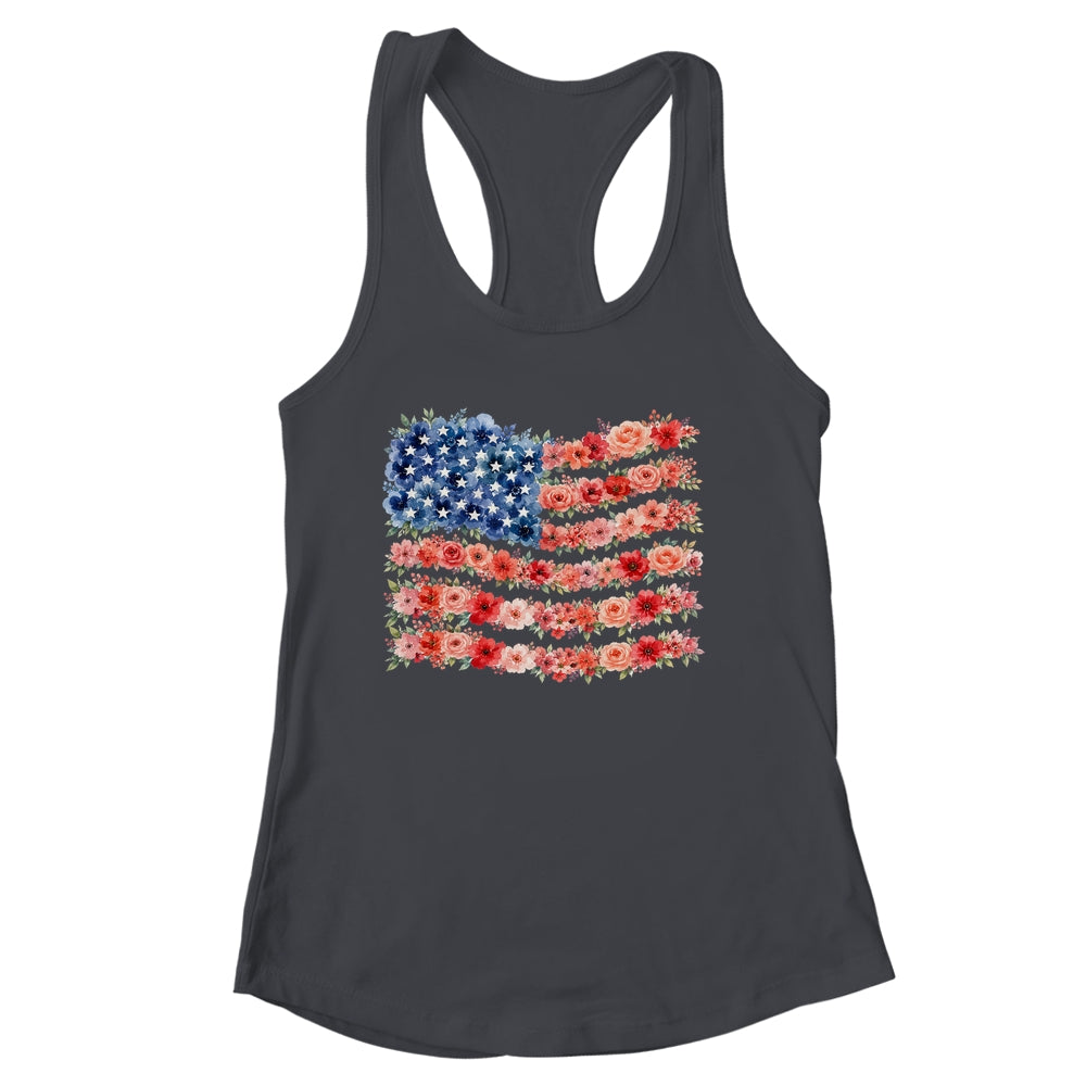 Floral American Flag Flowers Wildflowers 4Th Of July Shirt & Tank Top | siriusteestore