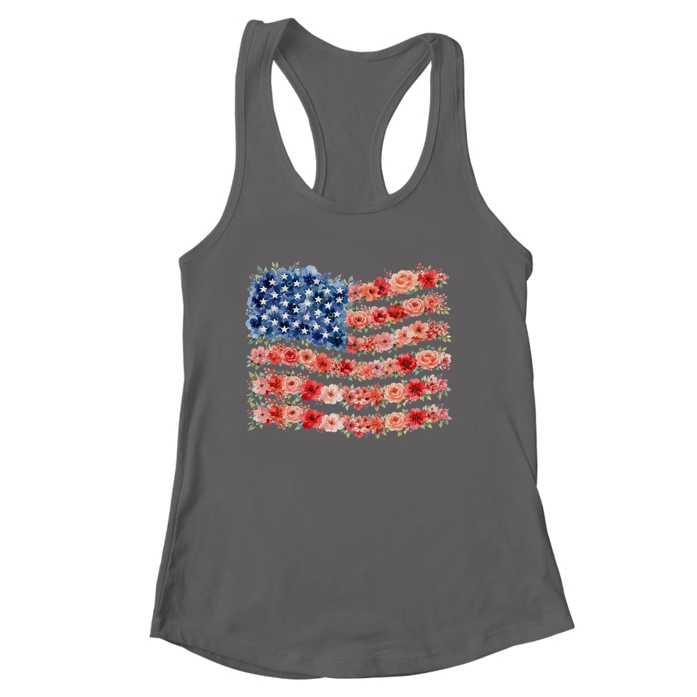 Floral American Flag Flowers Wildflowers 4Th Of July Shirt & Tank Top | siriusteestore