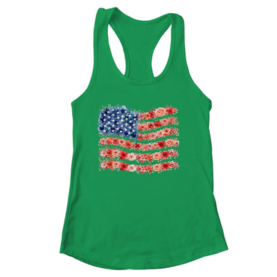 Floral American Flag Flowers Wildflowers 4Th Of July Shirt & Tank Top | siriusteestore