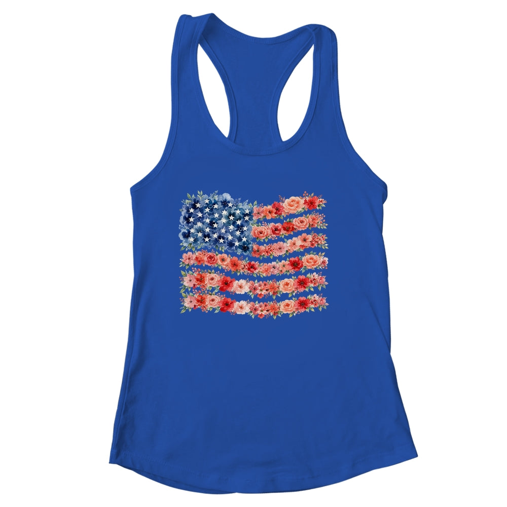 Floral American Flag Flowers Wildflowers 4Th Of July Shirt & Tank Top | siriusteestore