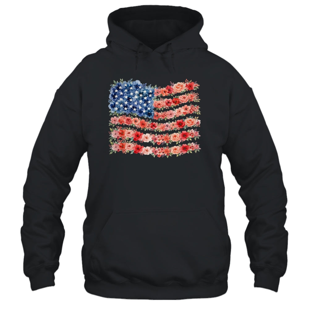 Floral American Flag Flowers Wildflowers 4Th Of July Shirt & Tank Top | siriusteestore