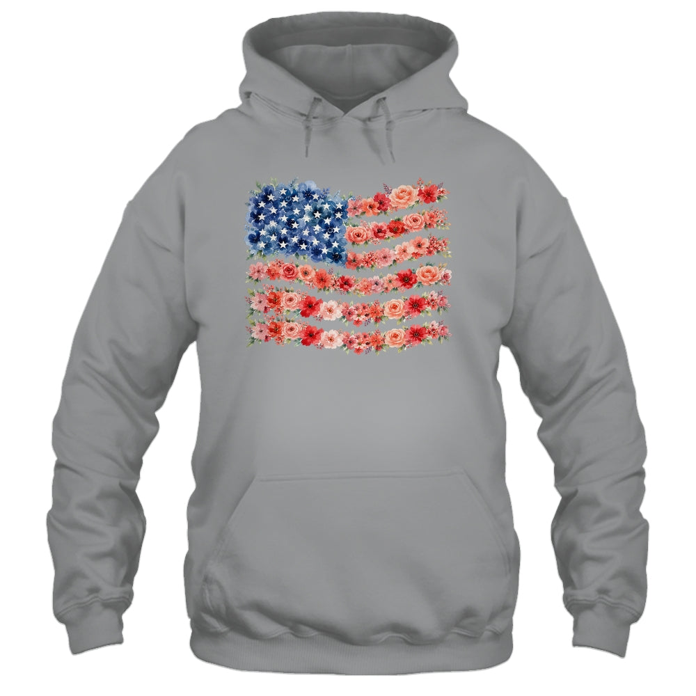 Floral American Flag Flowers Wildflowers 4Th Of July Shirt & Tank Top | siriusteestore