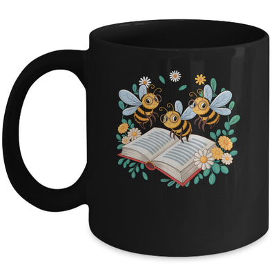 Floral Bee Reading Book Wildflower Bookish Librarian Bookworm Mug | siriusteestore