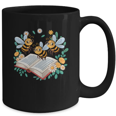 Floral Bee Reading Book Wildflower Bookish Librarian Bookworm Mug | siriusteestore