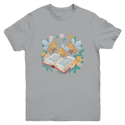 Floral Bee Reading Book Wildflower Bookish Librarian Bookworm Youth Shirt | siriusteestore