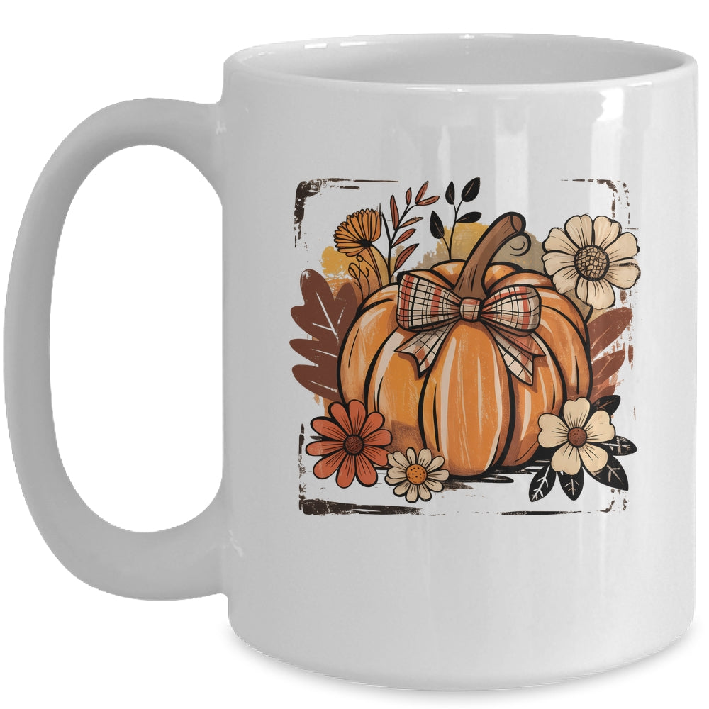 Floral Fall Pumpki Boho Pumpkin Coquette Vintage Autumn Mug | siriusteestore