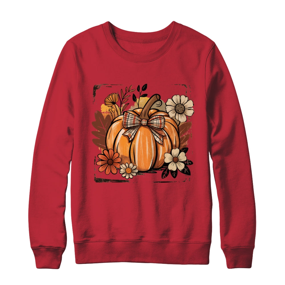 Floral Fall Pumpki Boho Pumpkin Coquette Vintage Autumn Shirt & Sweatshirt | siriusteestore