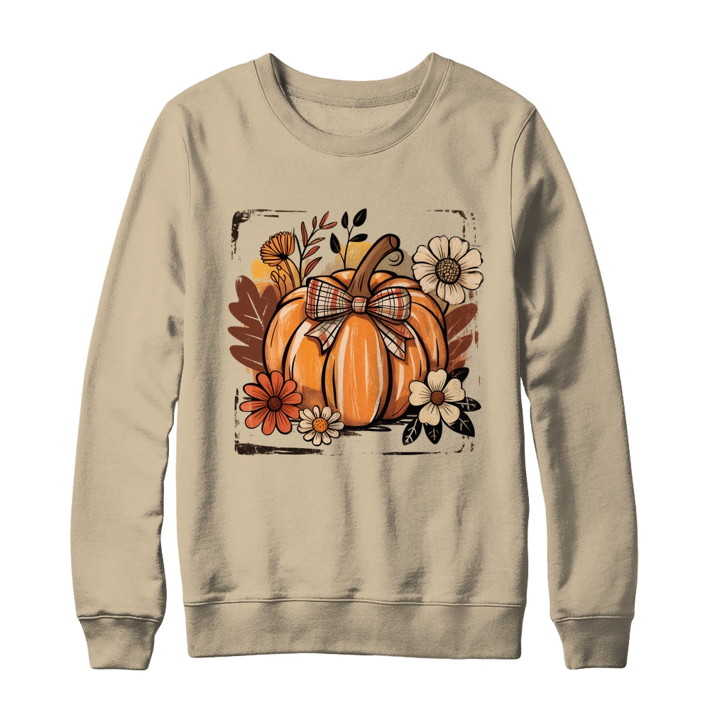 Floral Fall Pumpki Boho Pumpkin Coquette Vintage Autumn Shirt & Sweatshirt | siriusteestore