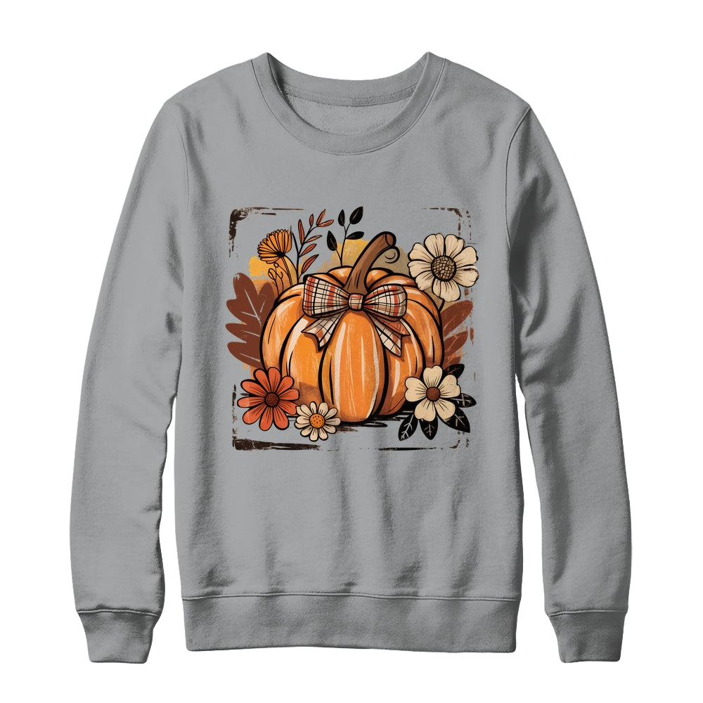 Floral Fall Pumpki Boho Pumpkin Coquette Vintage Autumn Shirt & Sweatshirt | siriusteestore