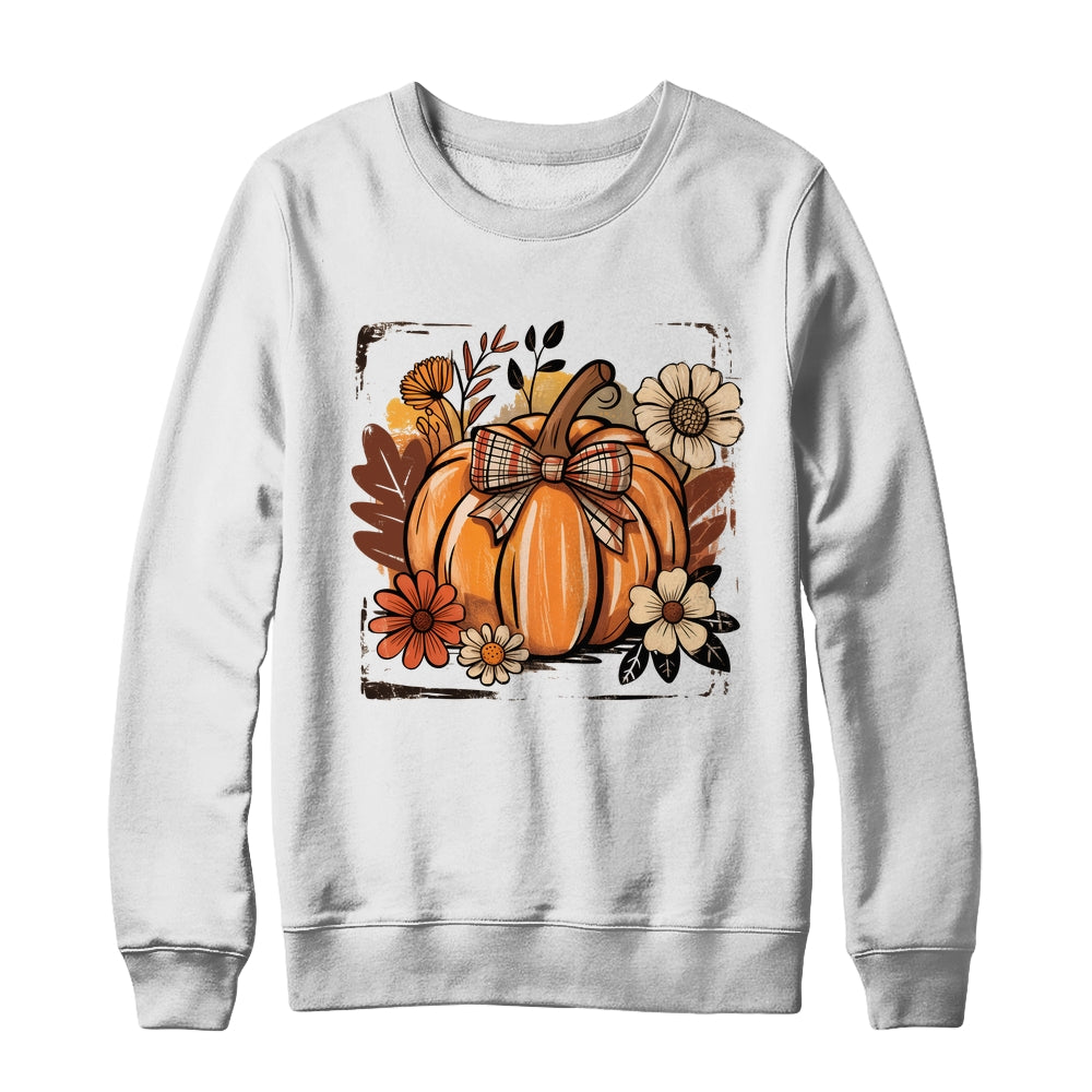 Floral Fall Pumpki Boho Pumpkin Coquette Vintage Autumn Shirt & Sweatshirt | siriusteestore