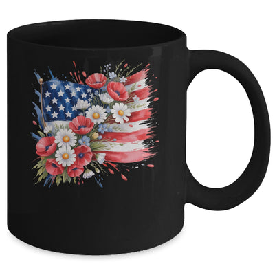 Floral Flag American Flag 4th Of July America Patriotic Mug | siriusteestore