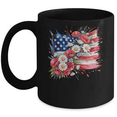 Floral Flag American Flag 4th Of July America Patriotic Mug | siriusteestore