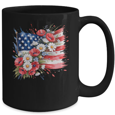 Floral Flag American Flag 4th Of July America Patriotic Mug | siriusteestore