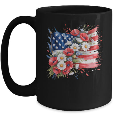 Floral Flag American Flag 4th Of July America Patriotic Mug | siriusteestore