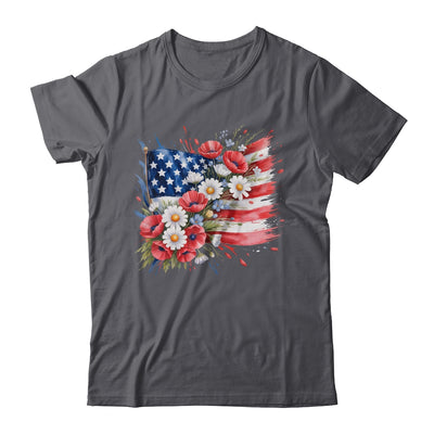 Floral Flag American Flag 4th Of July America Patriotic Shirt & Tank Top | siriusteestore