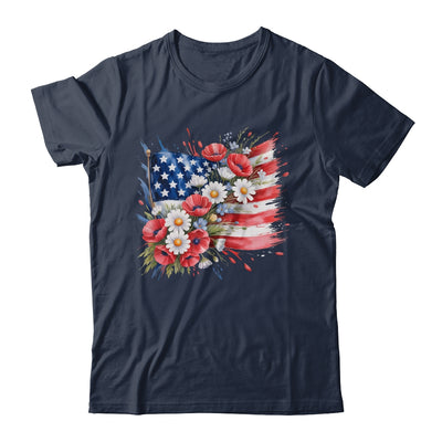 Floral Flag American Flag 4th Of July America Patriotic Shirt & Tank Top | siriusteestore