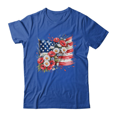 Floral Flag American Flag 4th Of July America Patriotic Shirt & Tank Top | siriusteestore