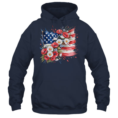 Floral Flag American Flag 4th Of July America Patriotic Shirt & Tank Top | siriusteestore