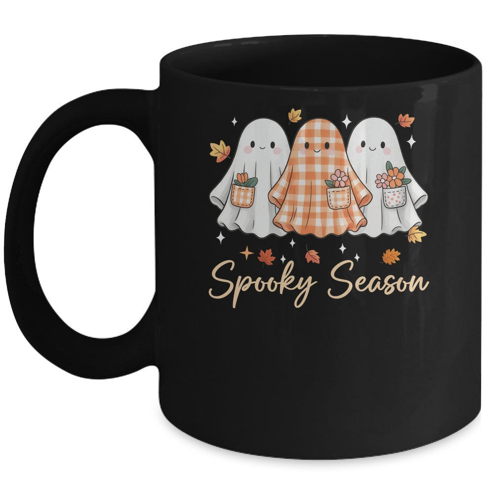 Floral Ghost Patchwork Fall Autumn Spooky Season Halloween Mug | siriusteestore