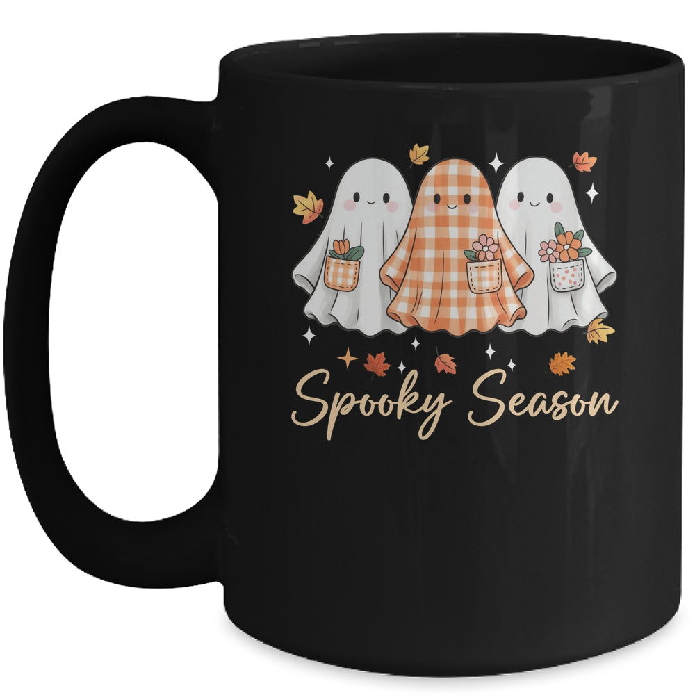 Floral Ghost Patchwork Fall Autumn Spooky Season Halloween Mug | siriusteestore