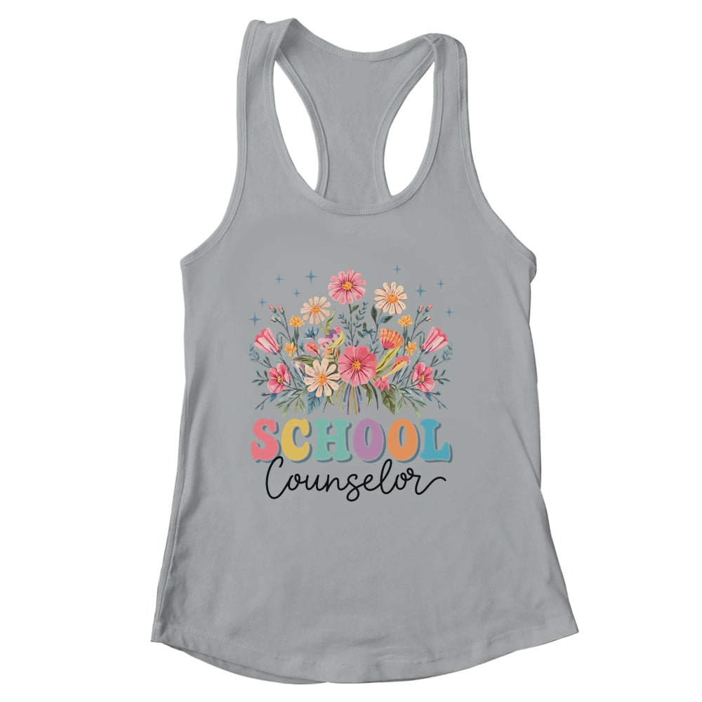 Floral Groovy Wildflower School Counselor Staff Women Retro Shirt & Tank Top | siriusteestore