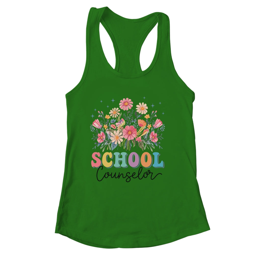 Floral Groovy Wildflower School Counselor Staff Women Retro Shirt & Tank Top | siriusteestore