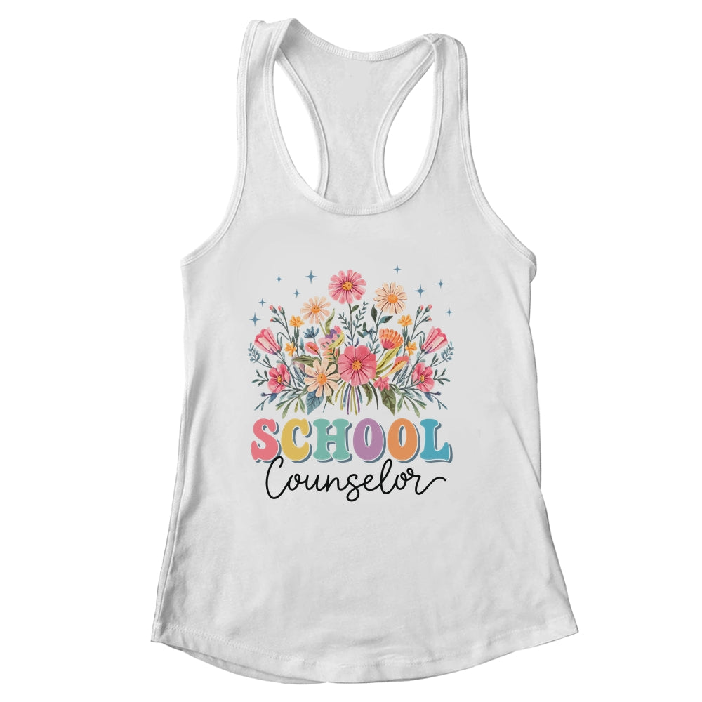 Floral Groovy Wildflower School Counselor Staff Women Retro Shirt & Tank Top | siriusteestore