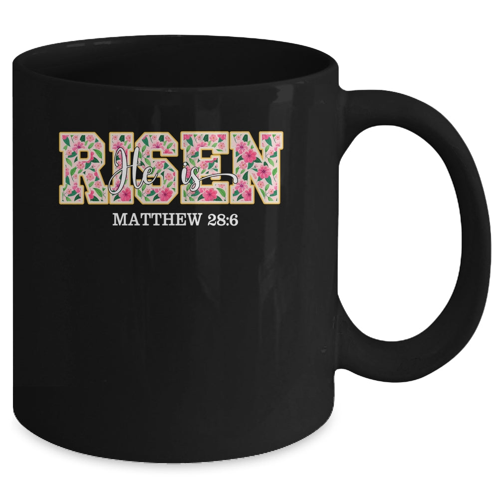 Floral He Is Risen Matthew 28:6 Vintage Easter Christian Mug | siriusteestore