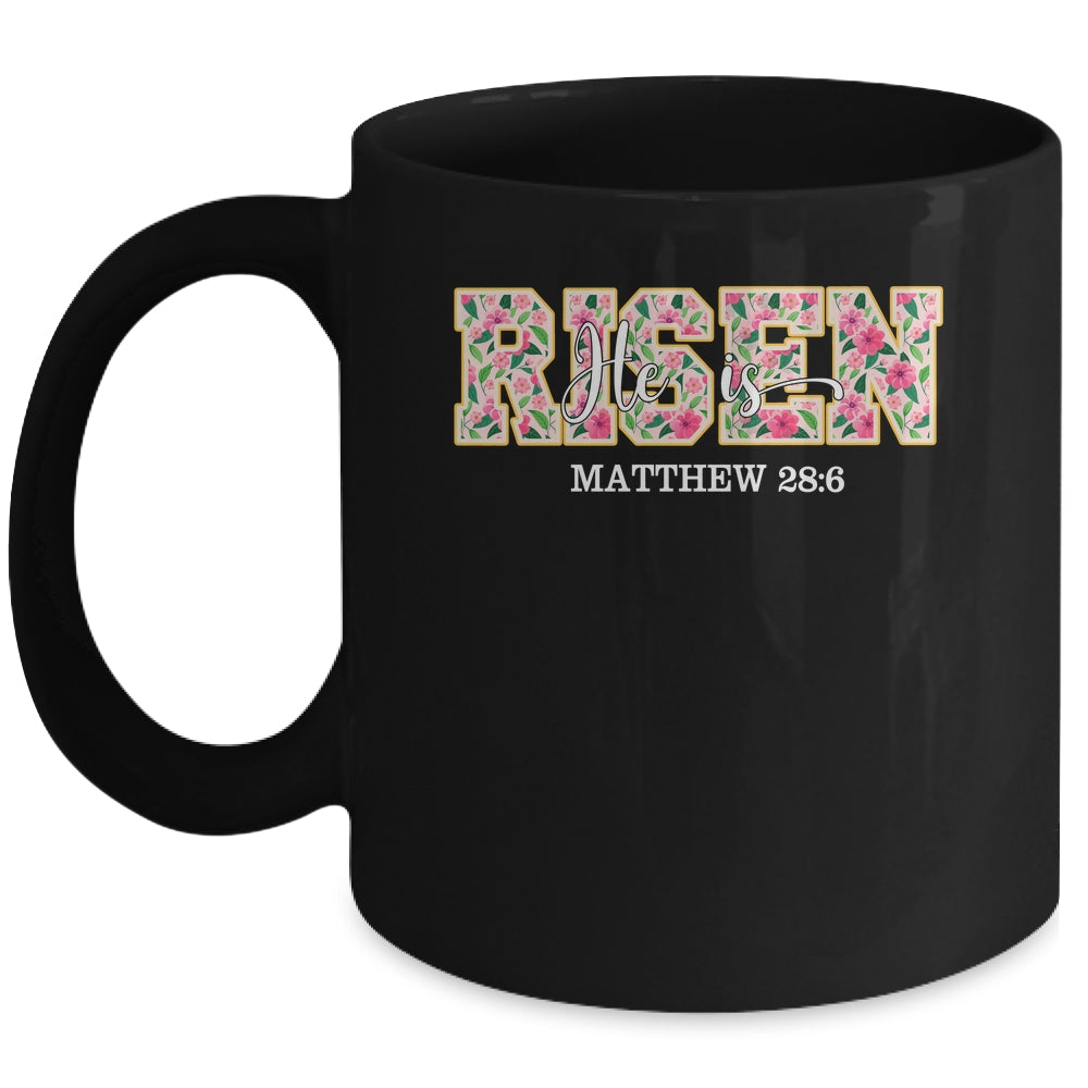 Floral He Is Risen Matthew 28:6 Vintage Easter Christian Mug | siriusteestore