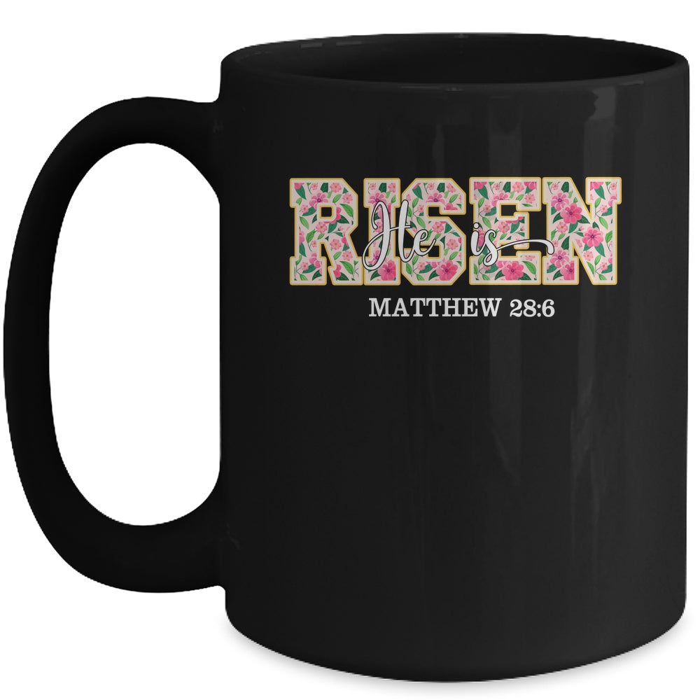 Floral He Is Risen Matthew 28:6 Vintage Easter Christian Mug | siriusteestore