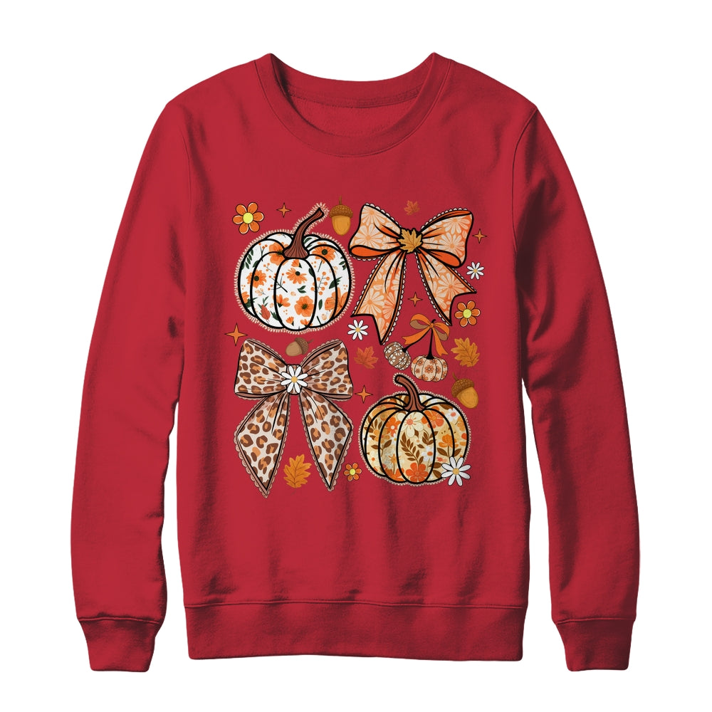 Floral Pumpkin Floral Coquette Fall Pumpkin Autumn Girly Shirt & Sweatshirt | siriusteestore