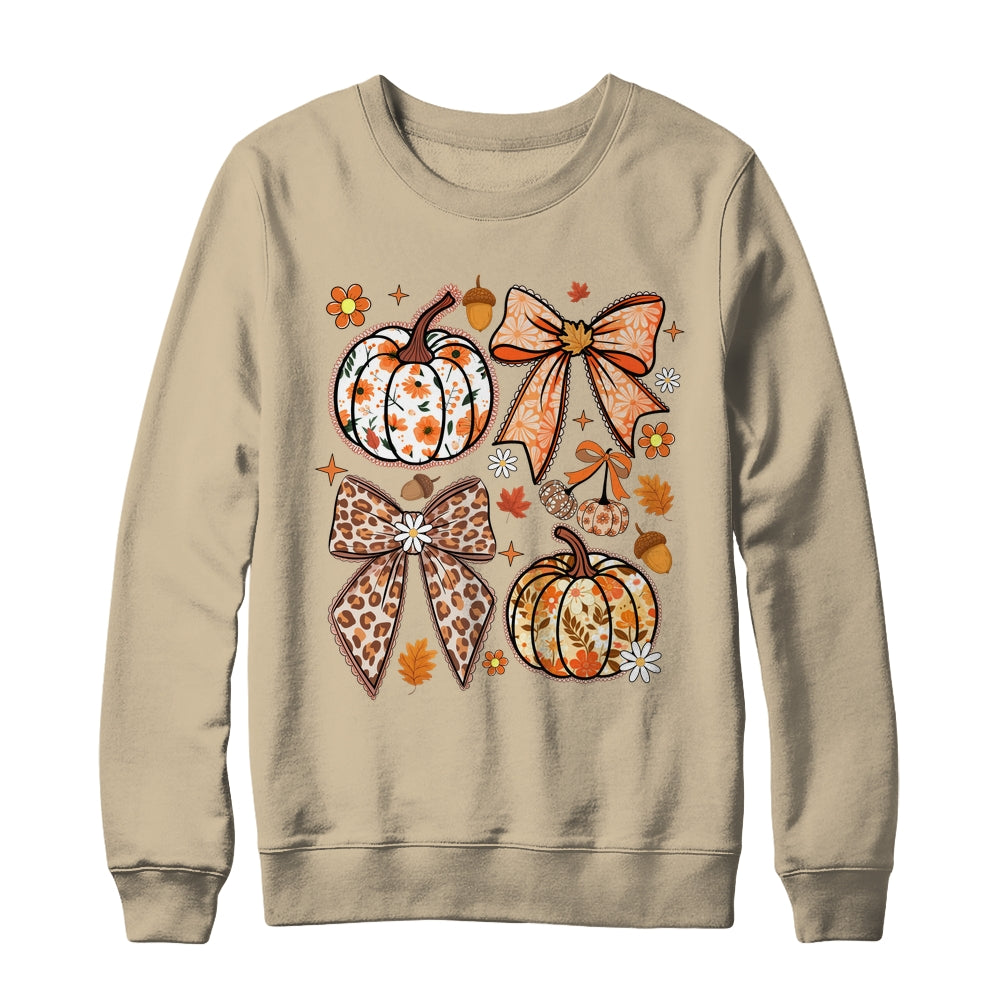 Floral Pumpkin Floral Coquette Fall Pumpkin Autumn Girly Shirt & Sweatshirt | siriusteestore