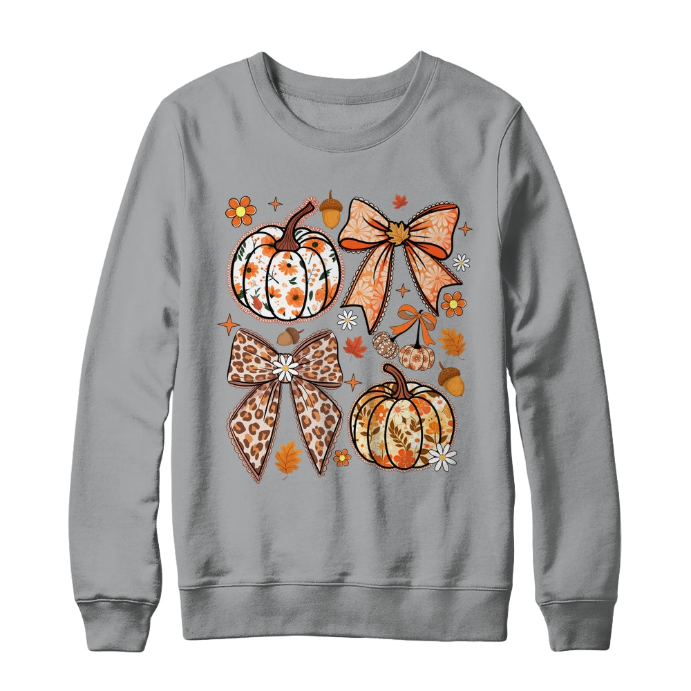Floral Pumpkin Floral Coquette Fall Pumpkin Autumn Girly Shirt & Sweatshirt | siriusteestore