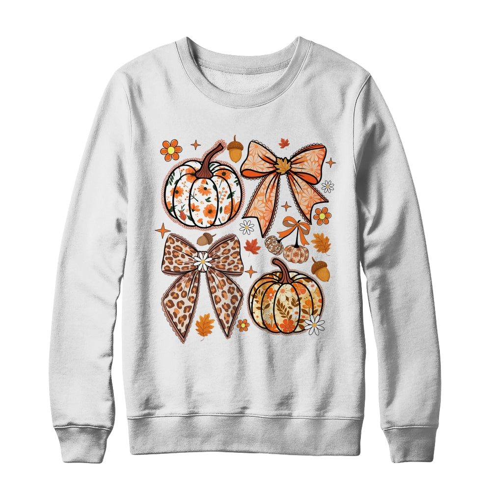 Floral Pumpkin Floral Coquette Fall Pumpkin Autumn Girly Shirt & Sweatshirt | siriusteestore