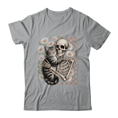 Floral Skeleton Hugging Cat Halloween Cat Lover For Mom Dad Shirt & Sweatshirt | siriusteestore