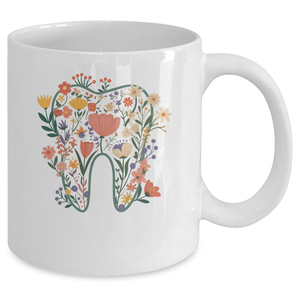 Floral Tooth Boho Flower Dental Student Dental Assistant Mug | siriusteestore