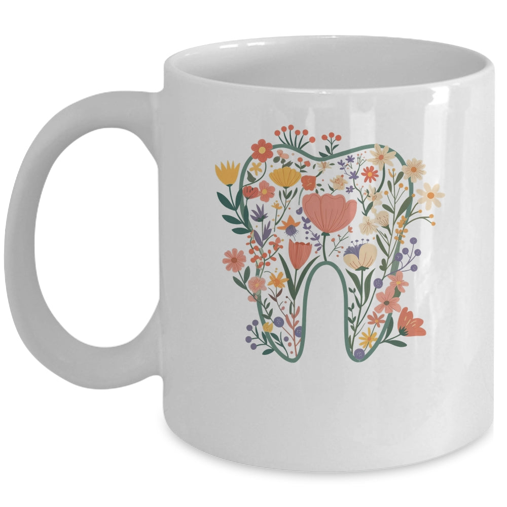 Floral Tooth Boho Flower Dental Student Dental Assistant Mug | siriusteestore