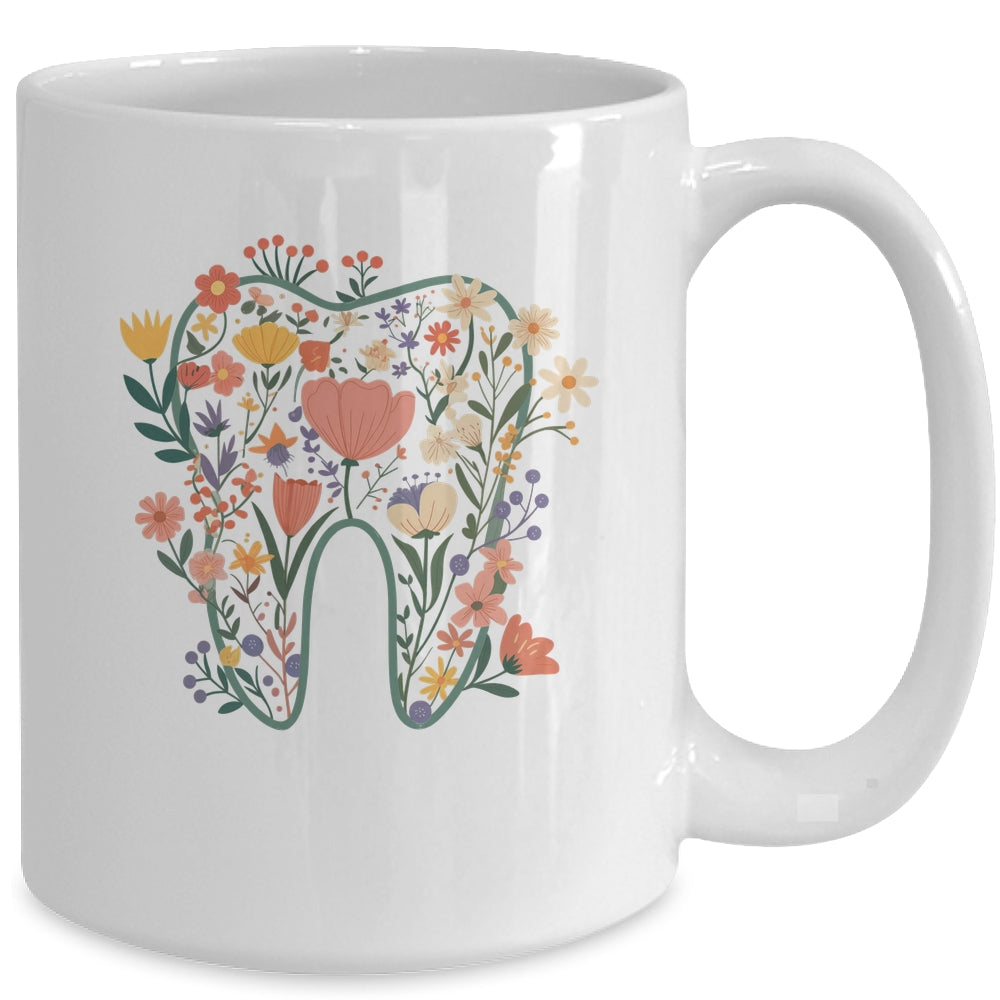 Floral Tooth Boho Flower Dental Student Dental Assistant Mug | siriusteestore
