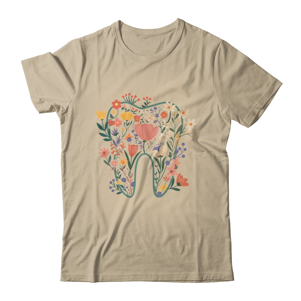 Floral Tooth Boho Flower Dental Student Dental Assistant Shirt & Tank Top | siriusteestore
